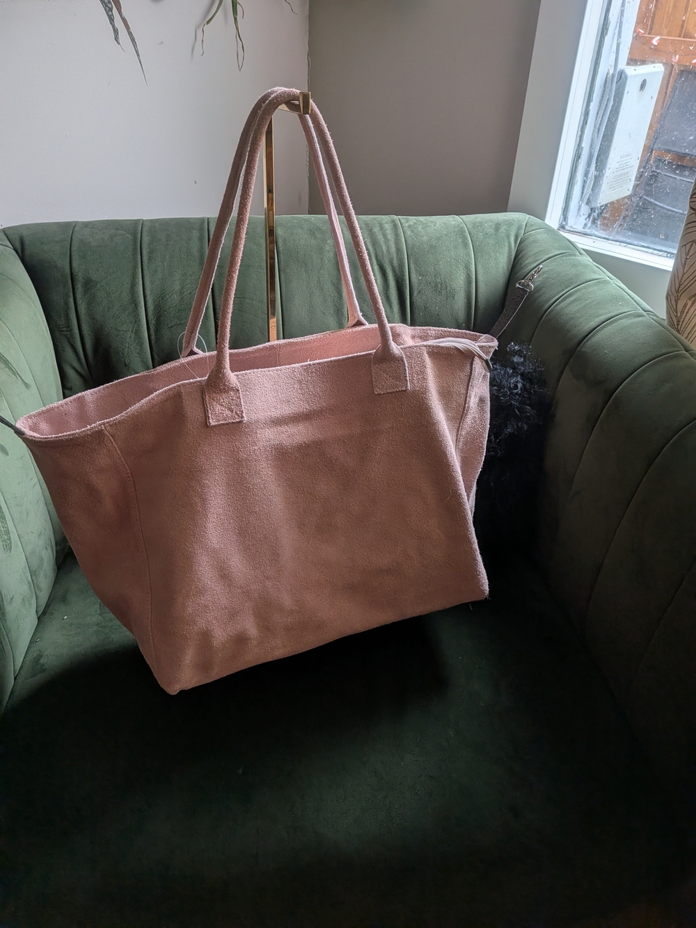 Genuine Leather Blush Pink Borsa En Pelle Suede Large Tote